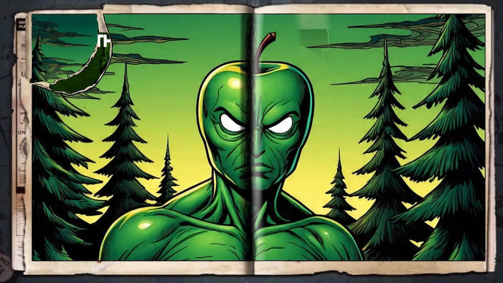 “Green Apple Monster”, a comic wallpaper by Austin Lambeau.