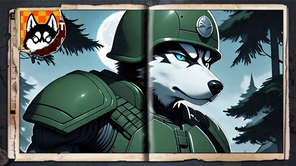 “Husky Soldier”, a comic wallpaper by Austin Lambeau.