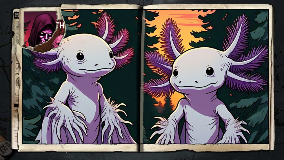 “Twin Axolotl”, a comic wallpaper by Austin Lambeau.