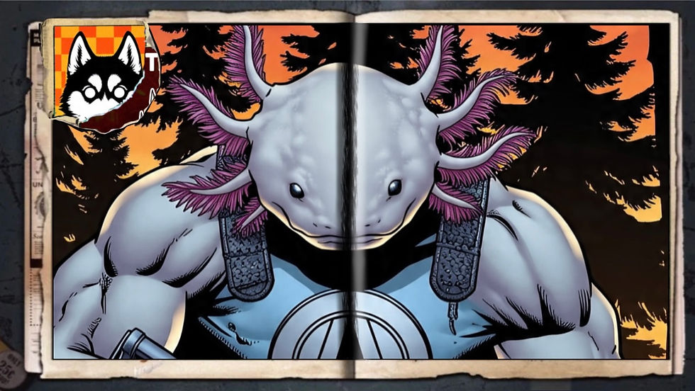 “Super Axolotl”, a comic wallpaper by Austin Lambeau.