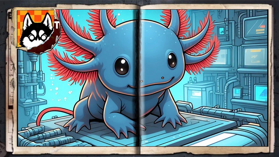 “Bioluminescent Axolotl”, a comic wallpaper by Austin Lambeau.