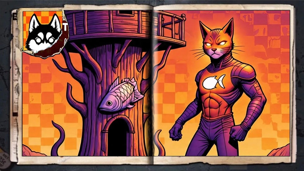 “Catbait”, a comic wallpaper by Austin Lambeau.