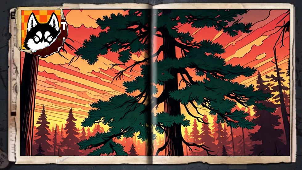 “Sunset Forest #1”, a comic wallpaper by Austin Lambeau.
