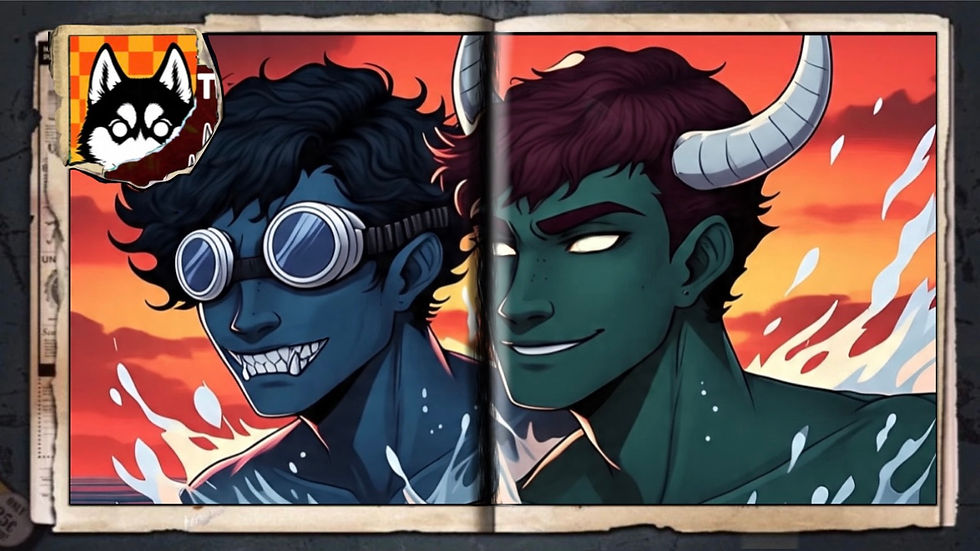 “Pisces & Taurus (Looking Together)”, a comic wallpaper by Austin Lambeau.
