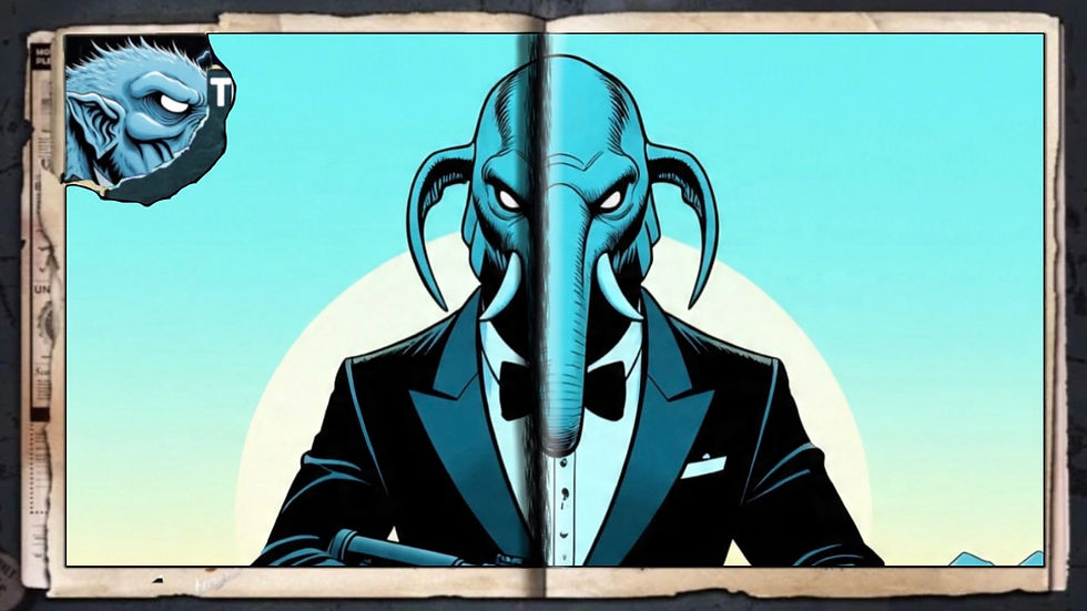 “Bright Blue Mammoth”, a comic wallpaper by Austin Lambeau.