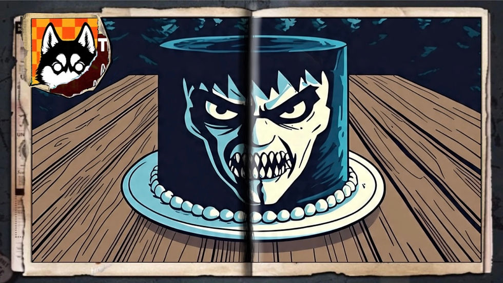 “Psycho Cake”, a comic wallpaper by Austin Lambeau.