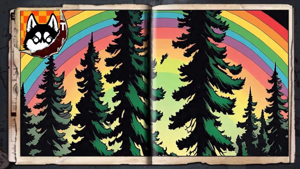 “Rainbow Forest”, a comic wallpaper by Austin Lambeau.
