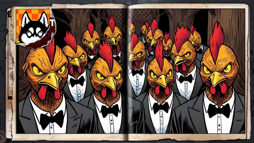 “Mobbed Chickenheads”, a comic wallpaper by Austin Lambeau.