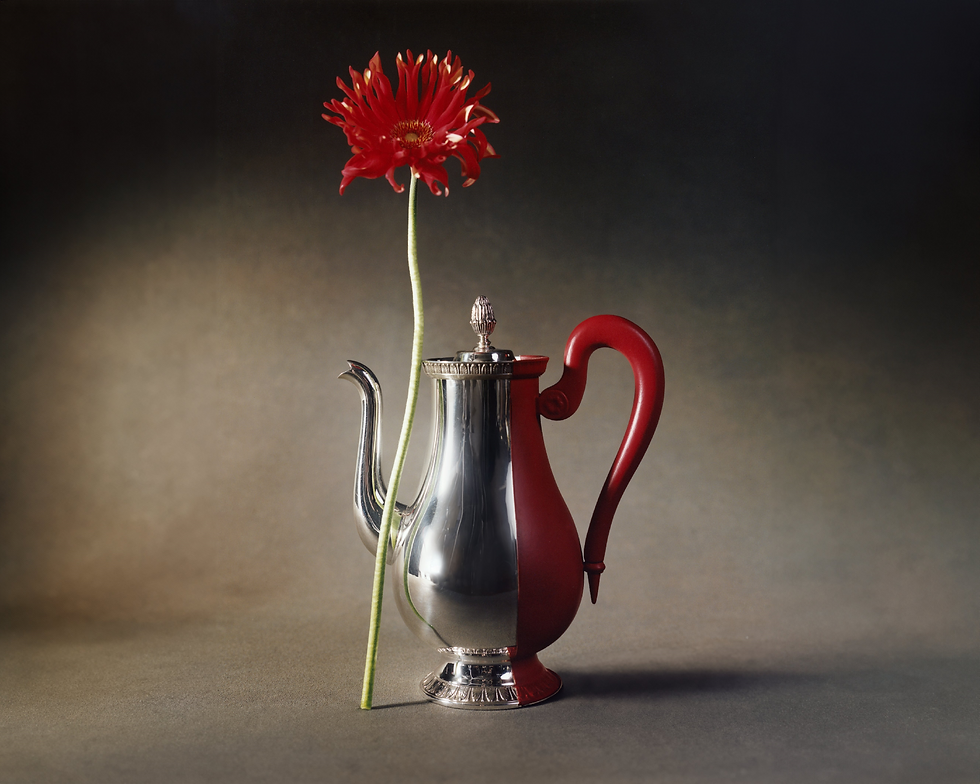 Cafetière du service Dip Malmaison. Christofle, Adrien Rovero, ECAL, 2006, métal argenté, caoutchouc