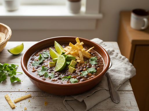 A colorful bowl makes this soup feel fresh, filling, and ready to share.