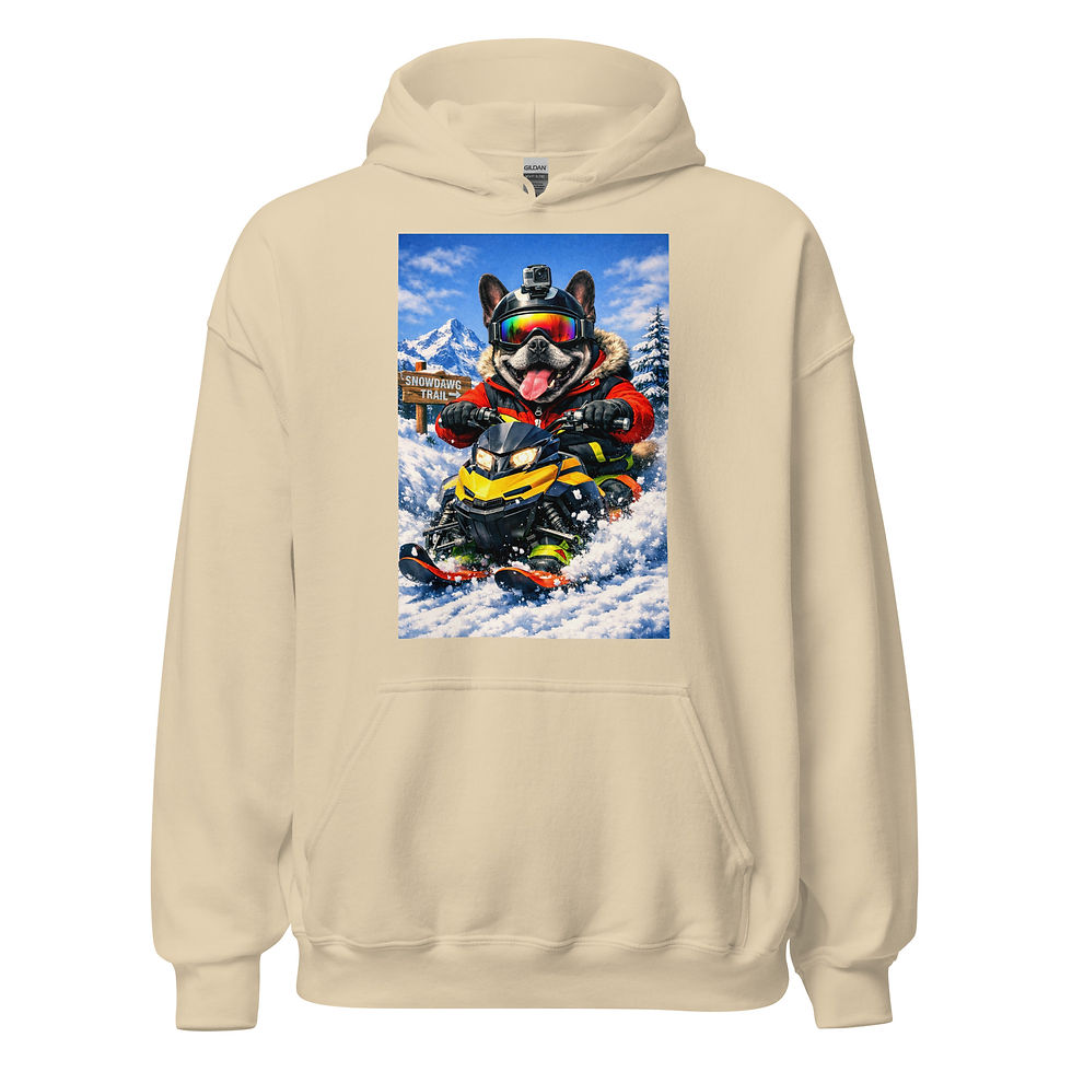 Thumbnail: French Bulldog - Snowmobiling - Unisex Heavy Blend Hoodie