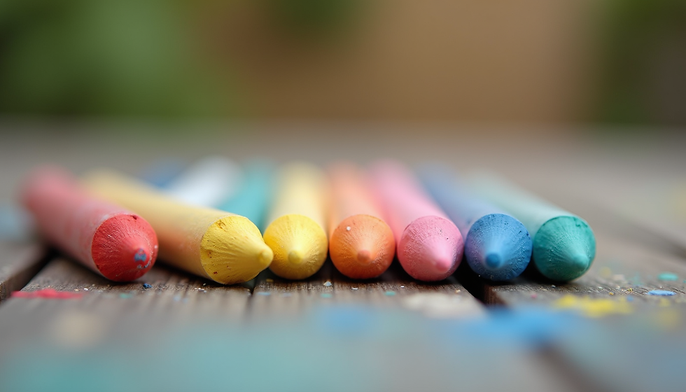 Colorful chalk pieces ready for a patriotic kids' chalk art event
