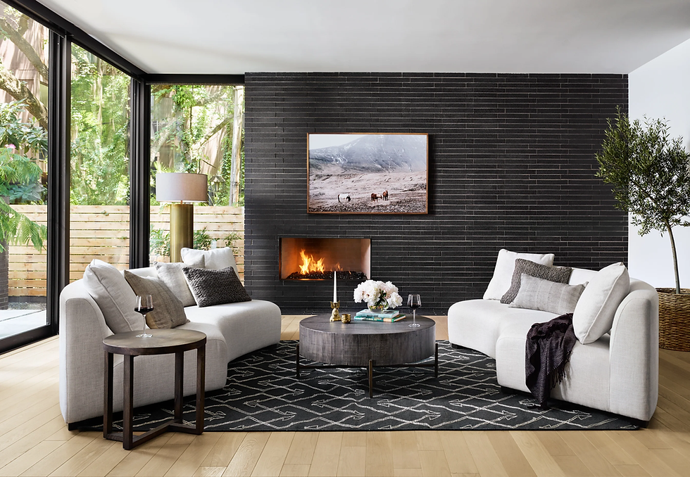 Luxurious curved sofa in a modern living room