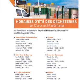 Horaires d'été des déchèteries