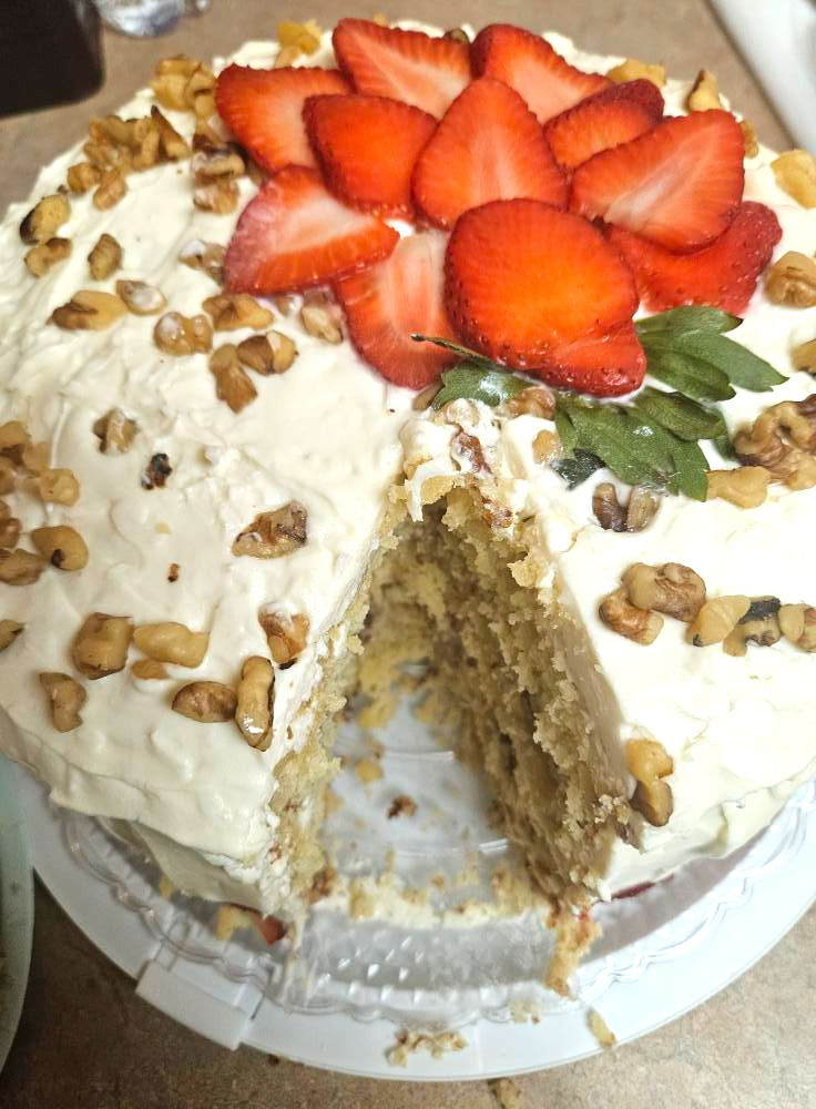 Linc's and things cake with a slice