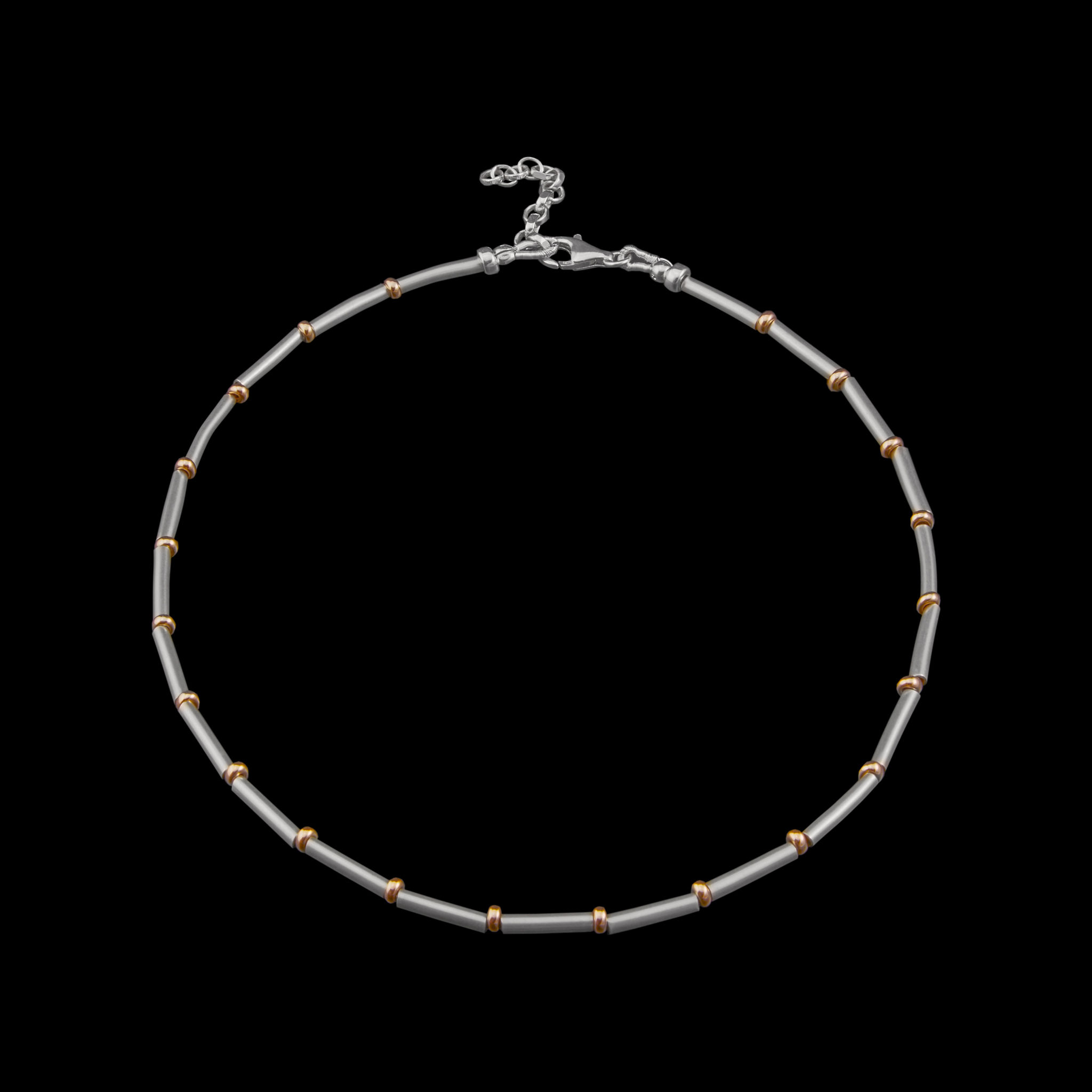 Matt Silver & Gold Tube Necklace