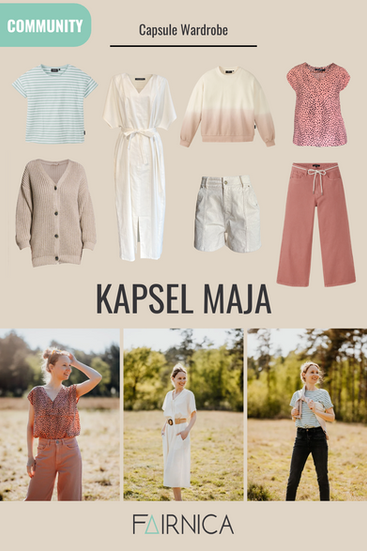 Kapsel Maja mit Einzelteilen und Beispiel-Looks