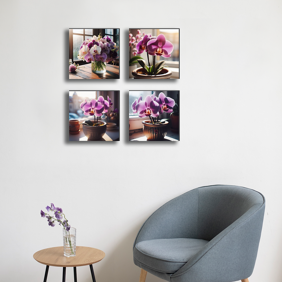 Orchid Wall Art - 8x8in with Wooden Veneers