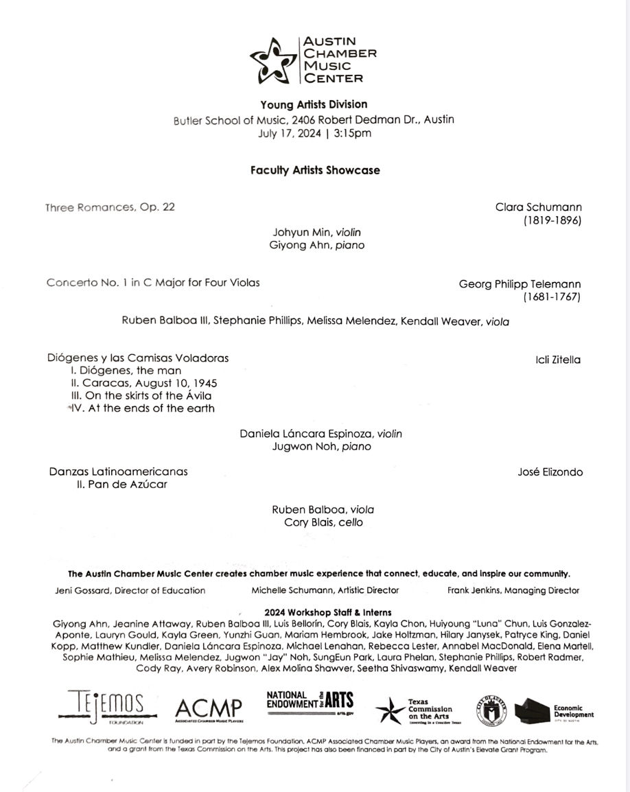 Faculty Recital at Austin Chamber Music Workshop