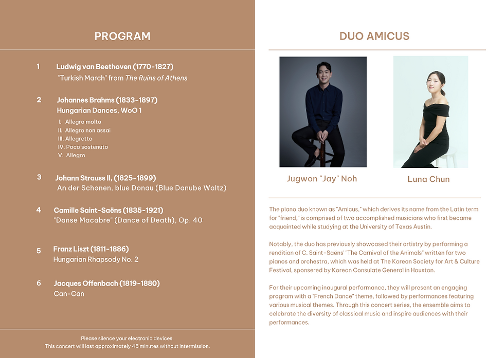 Amicus Piano Duo Recital (Jay Noh & Luna Chun)