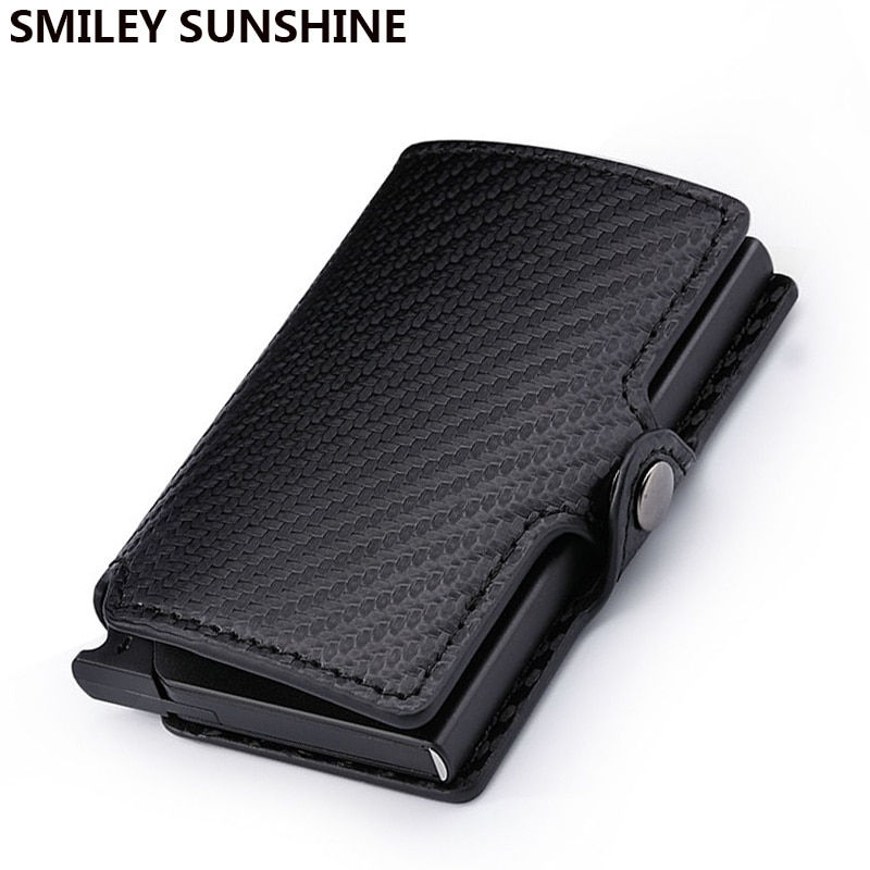Carbon Fiber Rfid Card Holder Men Wallets Money Bag Zipper Coin Purse Small