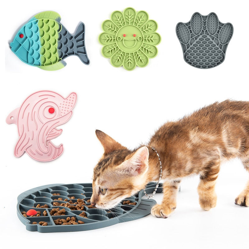 Fish Shape Silicone Bowl Dog Lick Mat Slow Feeding Food Bowl For Small Medium 