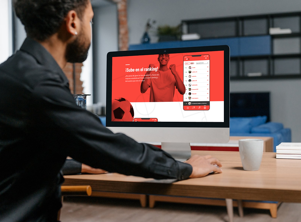 User interacting with the BetOn dashboard on a laptop, testing interface components for fan interaction and real-time updates.