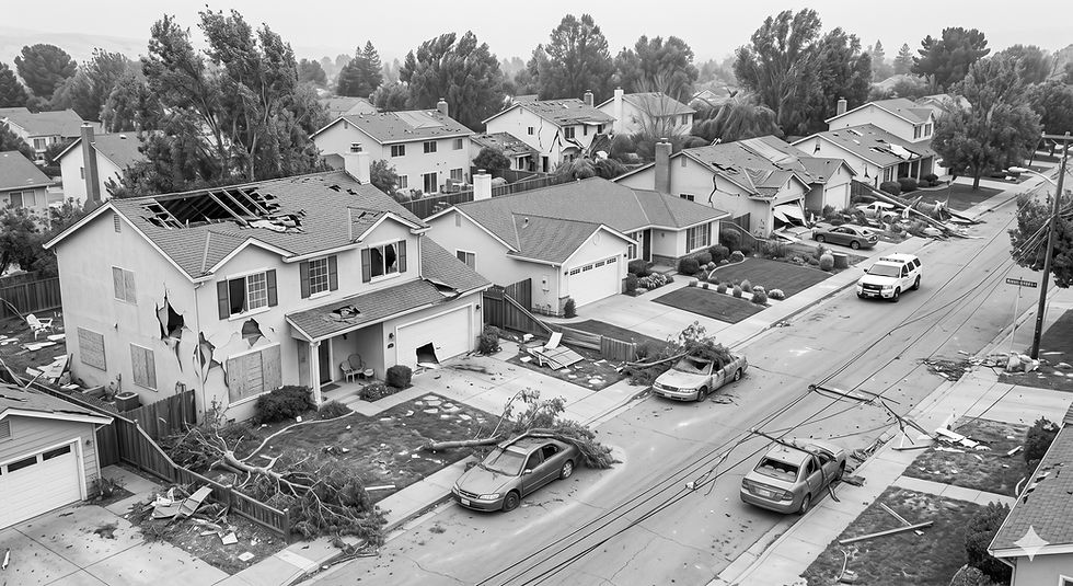 Neighborhood after natural disaster