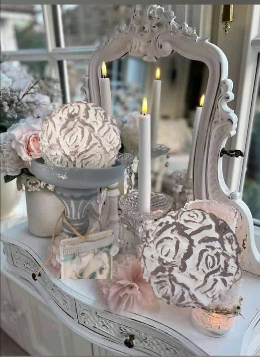grande rose en plâtre shabby chic