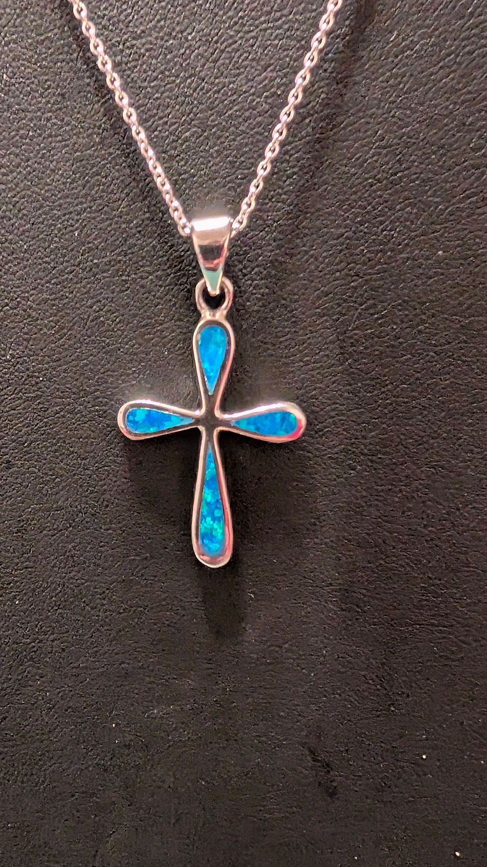 Thumbnail: Sterling Silver Blue Opal Cross.