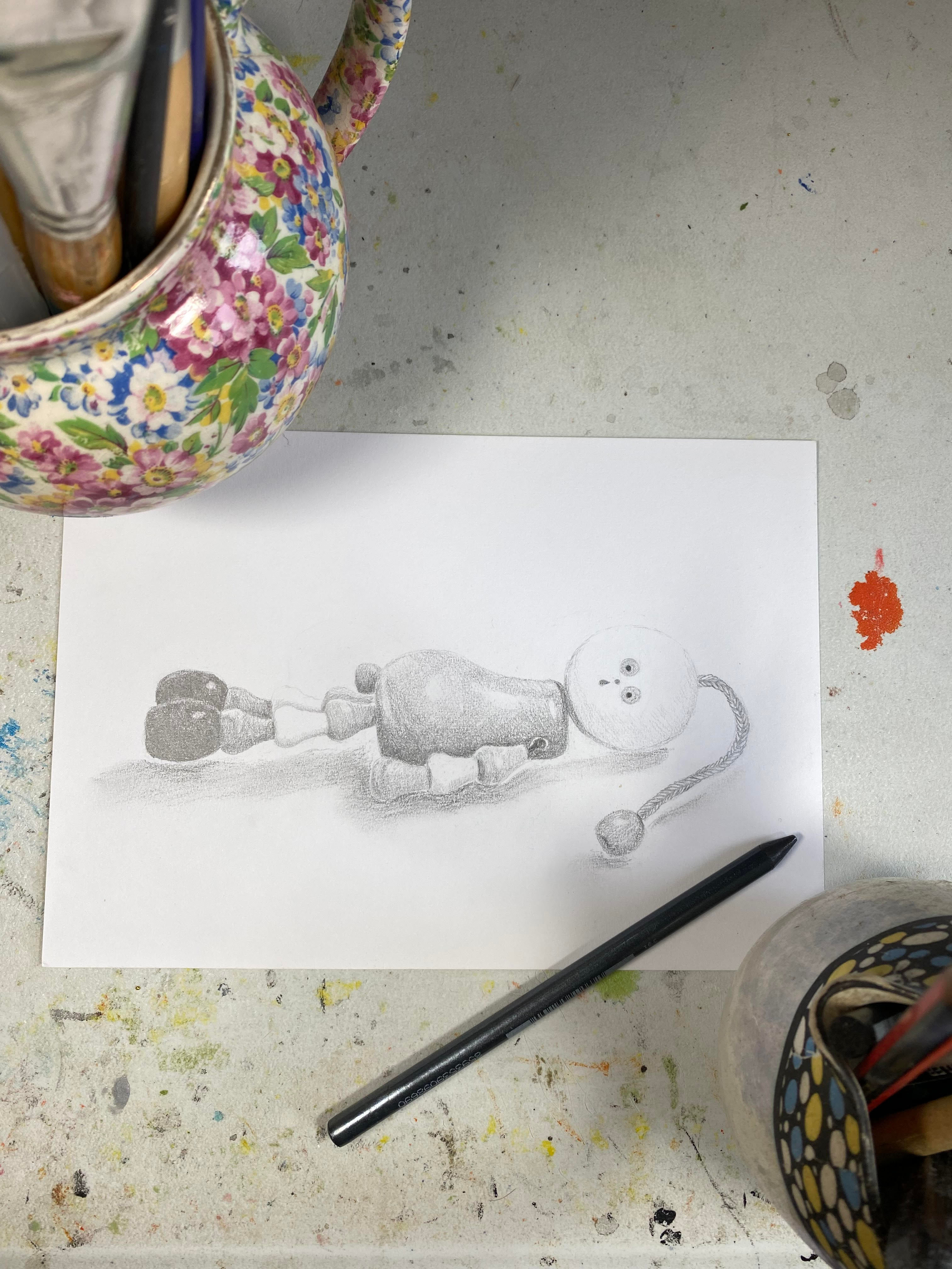 MARY LOU DOLL GRAPHITE SKETCH PRINT
