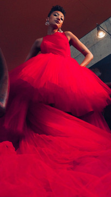 THE ITALIAN REVE, PATRICIA ALLISON, MALAN BRETON, SEX EDUCATION, NETFLIX, RED GOWN, RED TULLE DRESS, MALAN BRETON