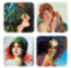 Art Deco coaster gift set of 4 vintage 1920s and 1930s images. Deco Darlings
