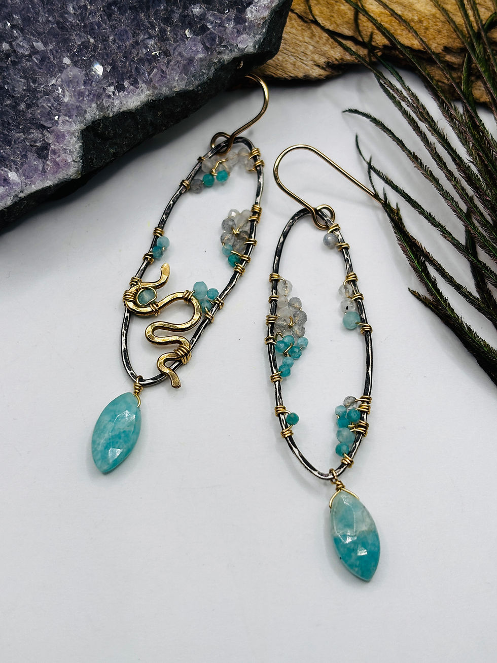 Thumbnail: Ankica Blue-Eyed Goddess Geode Earrings