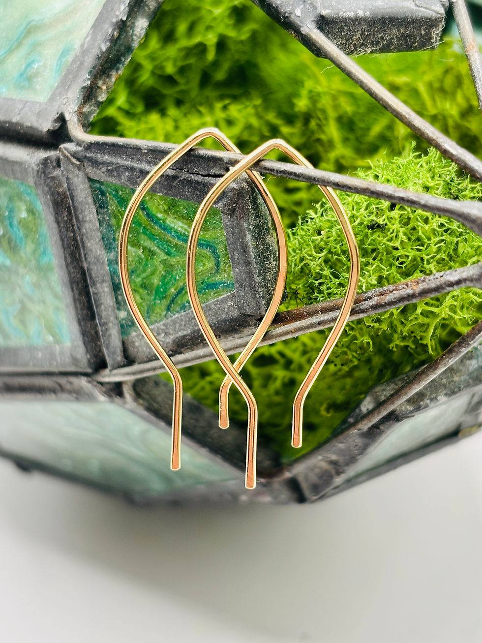 Thumbnail: gold filled lightweight leaf hoops