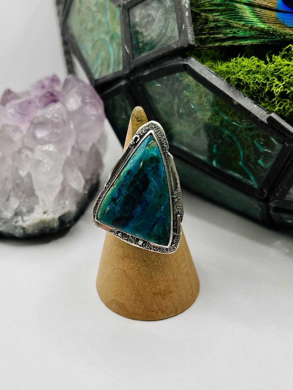 Chrysocolla In Fused Silver Ring