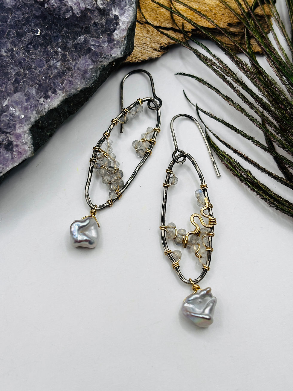 Thumbnail: Ankica Keishi Pearl Goddess Geode Earrings