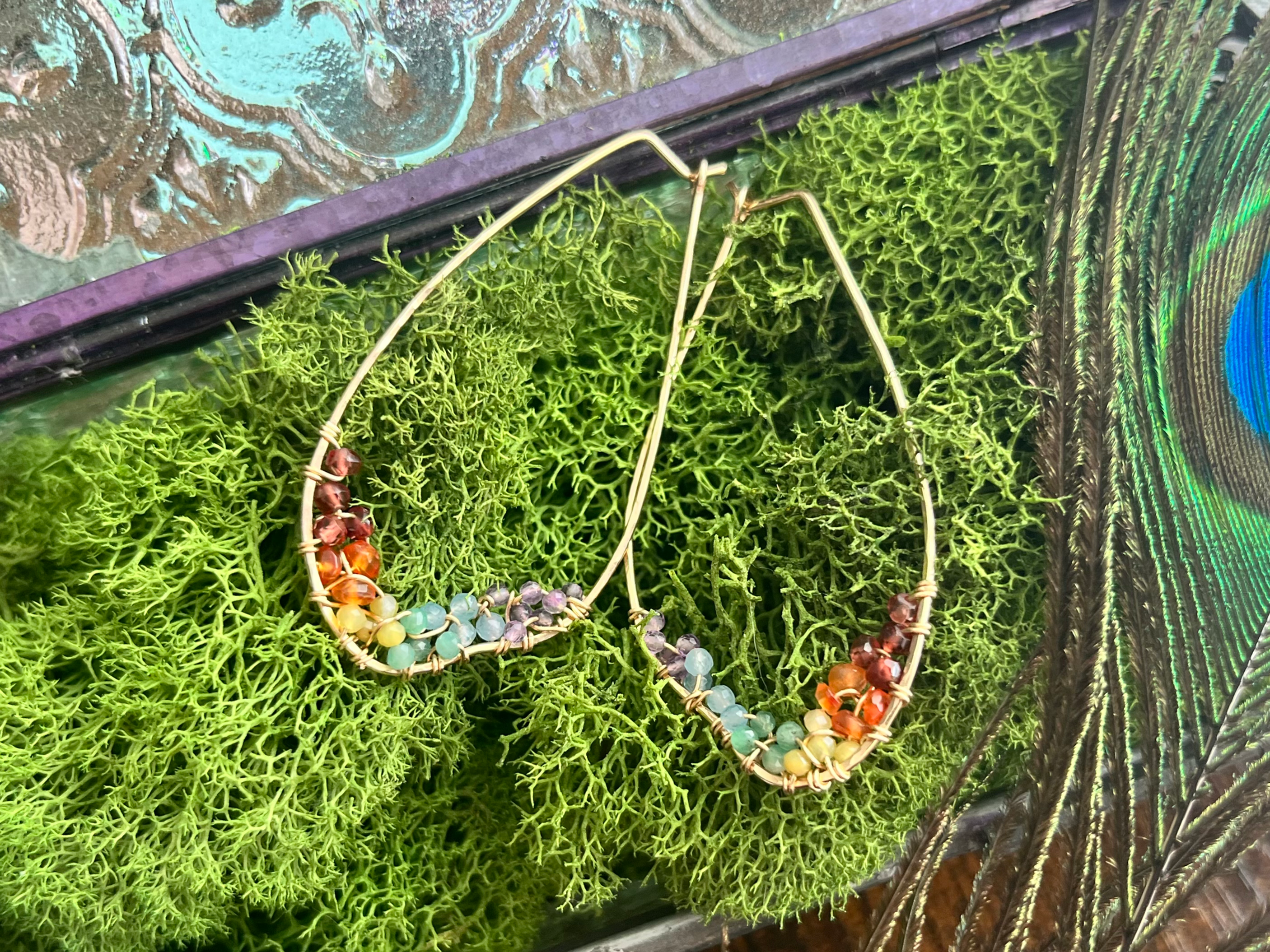 LOVE is Love Rainbow Hoops - Gold Filled Geode Earrings