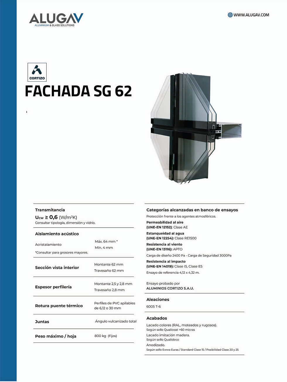 FICHAS TECNICAS ALUGAV-Muro Cortina SG 62