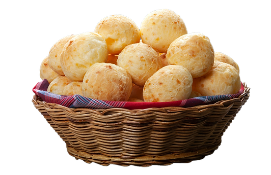 Uma linda cesta com deliciosos pães de queijo!