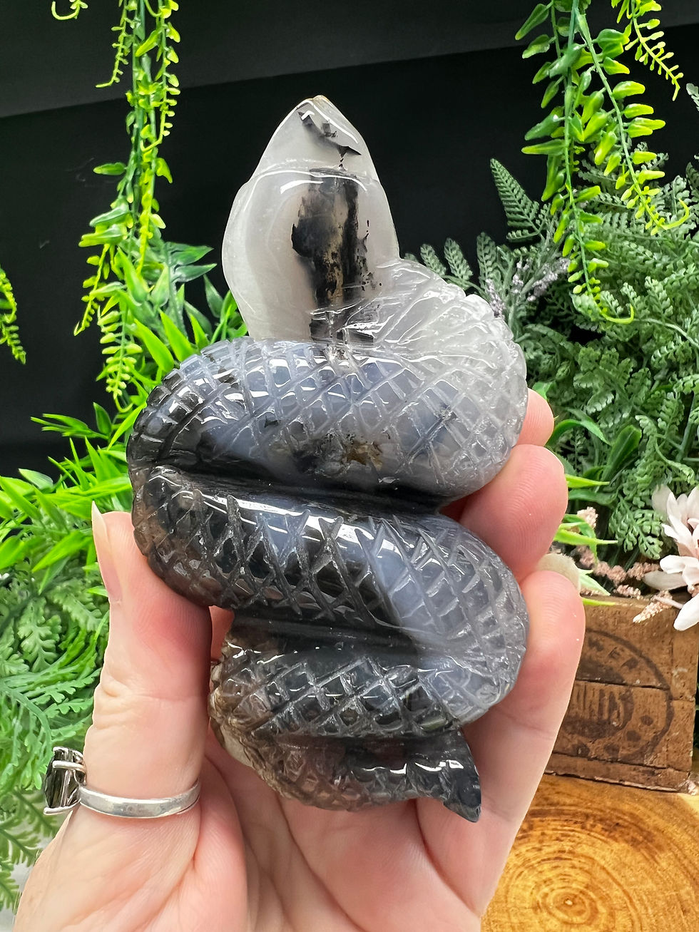 Thumbnail: VOLCANIC AGATE SNAKE CARVING - 2
