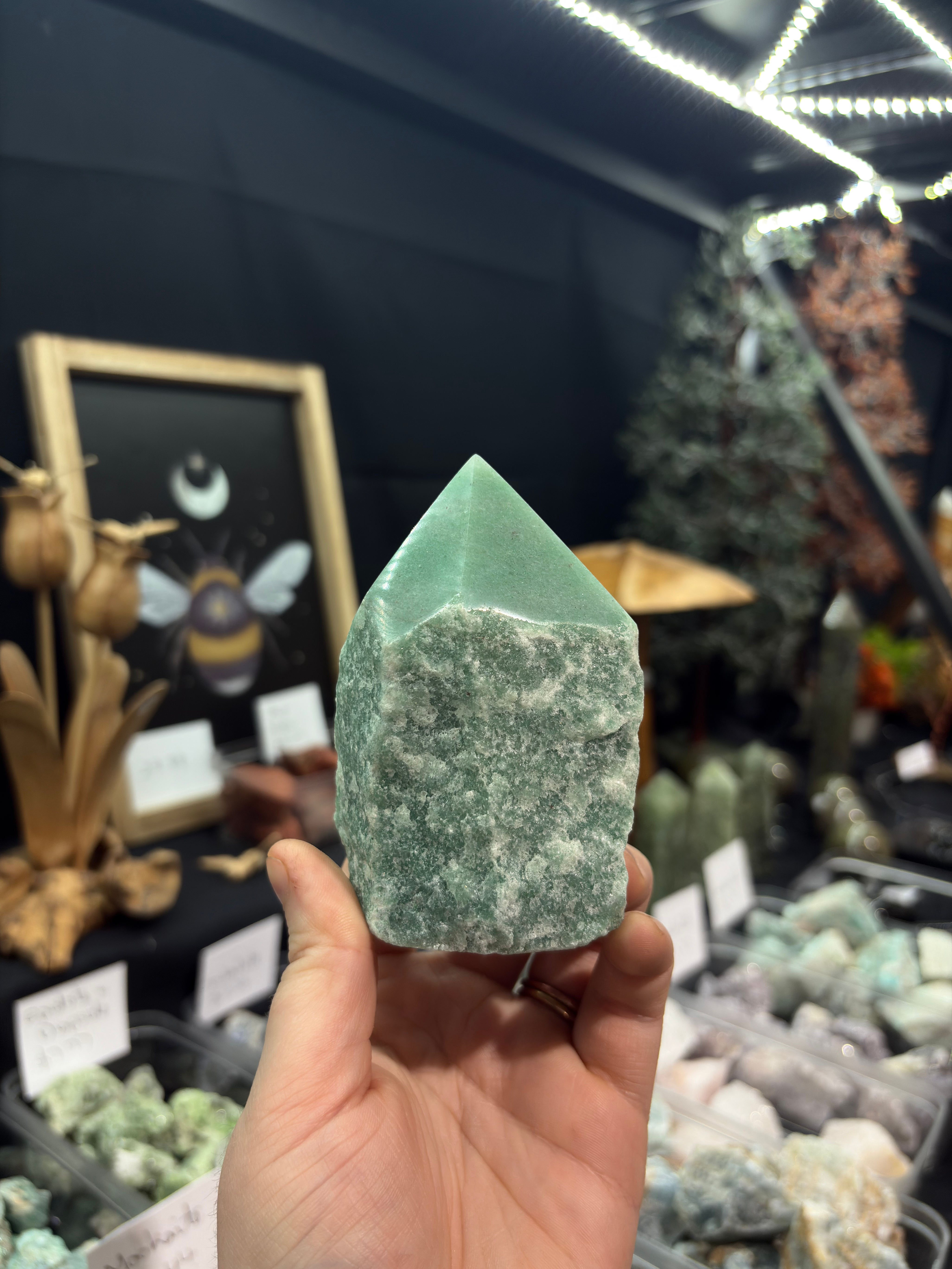 GREEN AVENTURINE POLISHED POINT CUT BASE