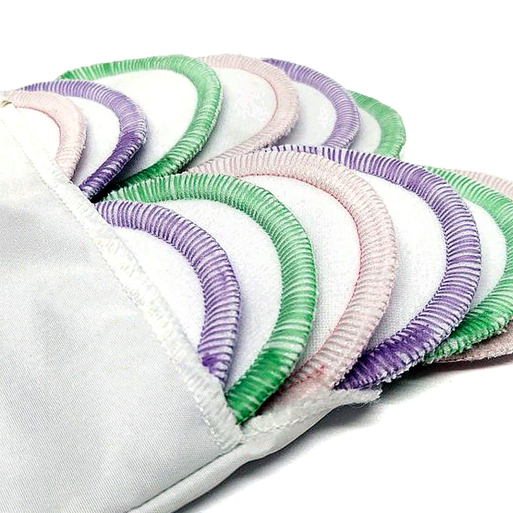 Pack X 12 Pads Desmaquillantes Reutilizables de Tela Ecolog. (Incluye Bolsita)