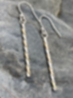 Thumbnail: Silver & Gold Barley Twist Earrings long