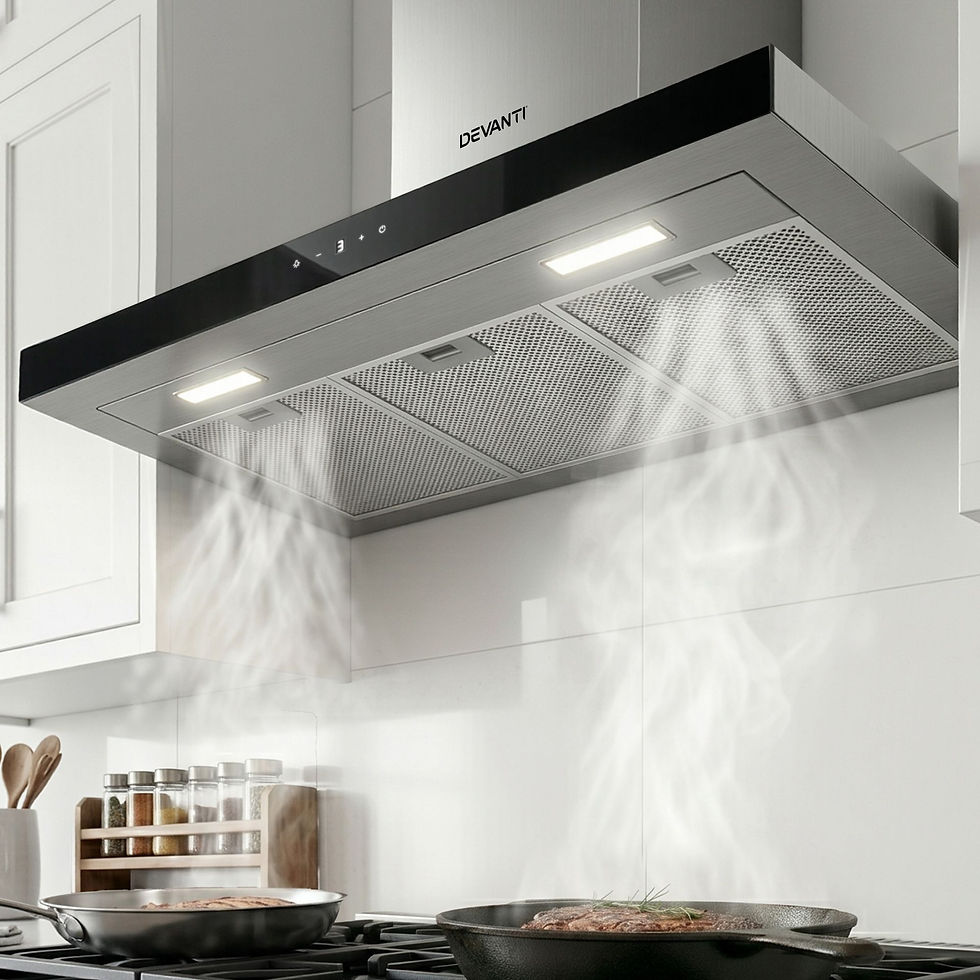 Devanti 900mm Range Hood 90cm Glass Stainless Steel