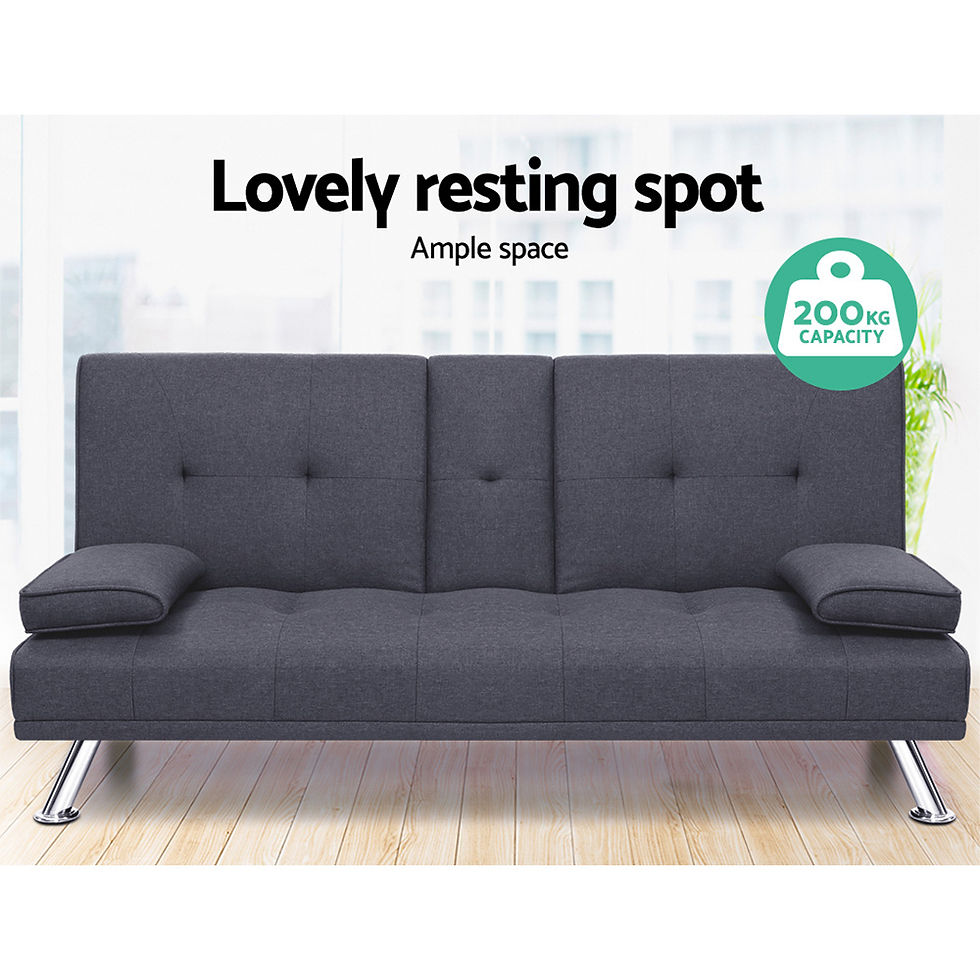 Thumbnail: Artiss Sofa Bed 175CM Dark Grey Fabric – alternate product view 4
