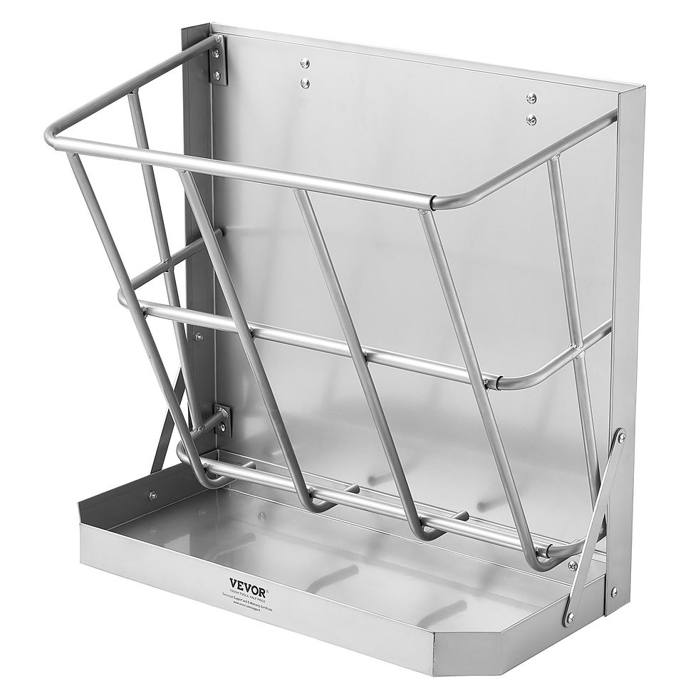 Goat Hay Feeder, 21 Gallons Large Capacity, 2 in 1 Hay and Grain Feeder, Wall