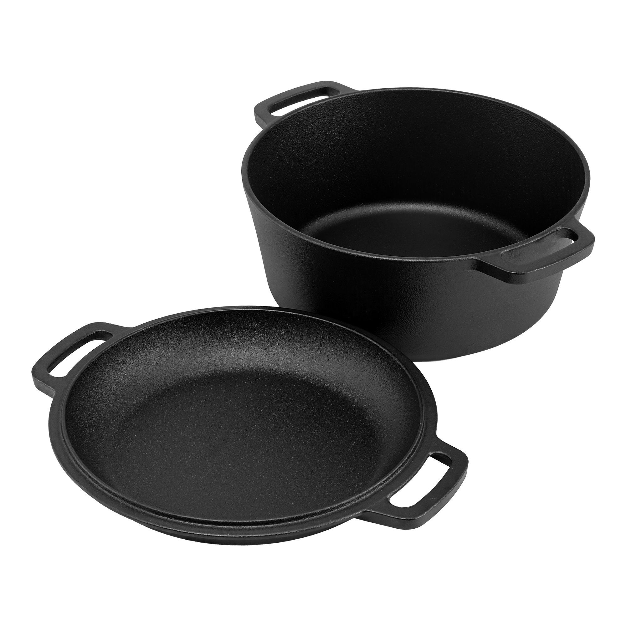 5-Star Chef 5L 2-In-1 Pre-Seasoned Cast Iron Dutch Oven Pot with Lid and Dual Ha