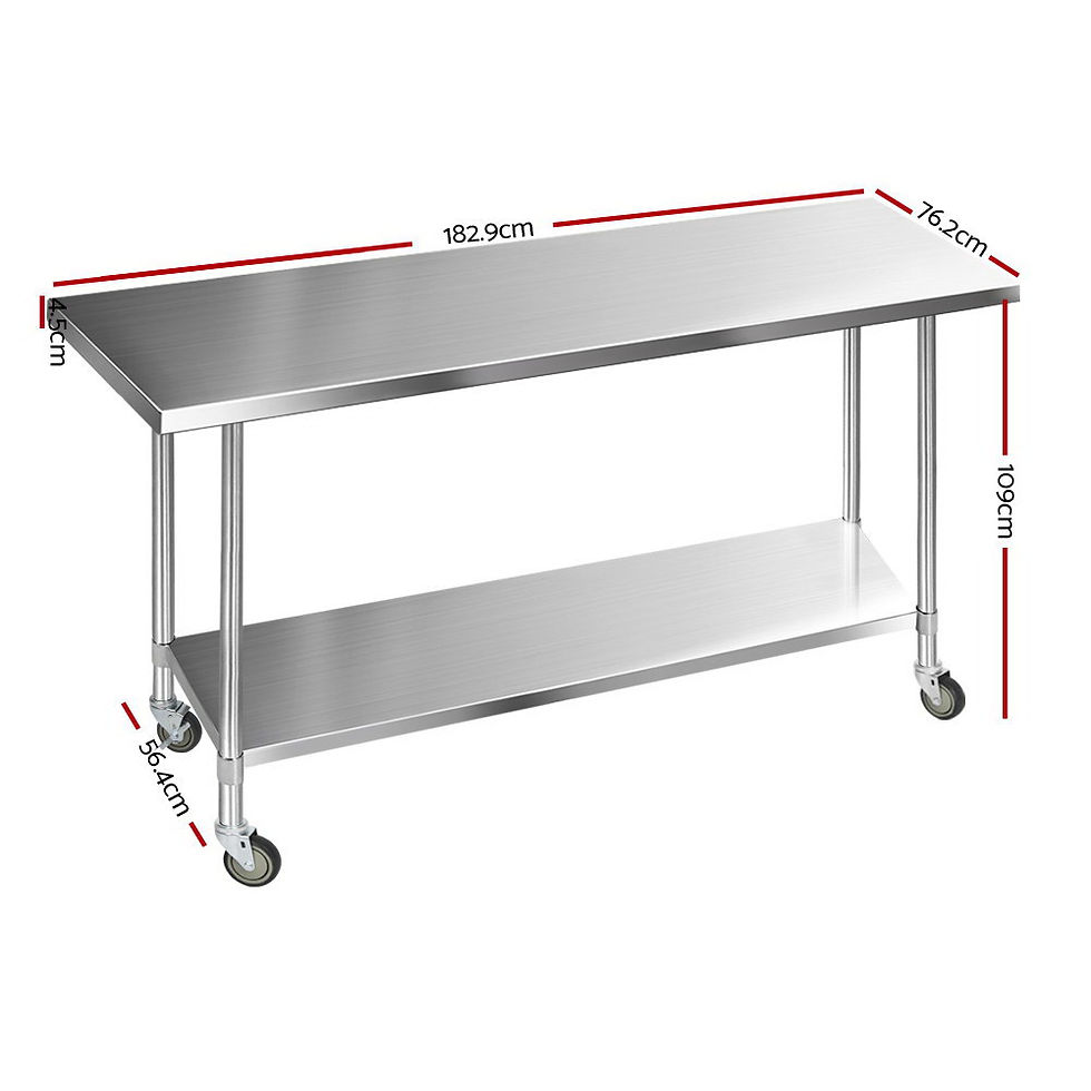 Cefito 1829x760mm Stainless Steel Kitchen Bench with Wheels 430 – alternate product view 2