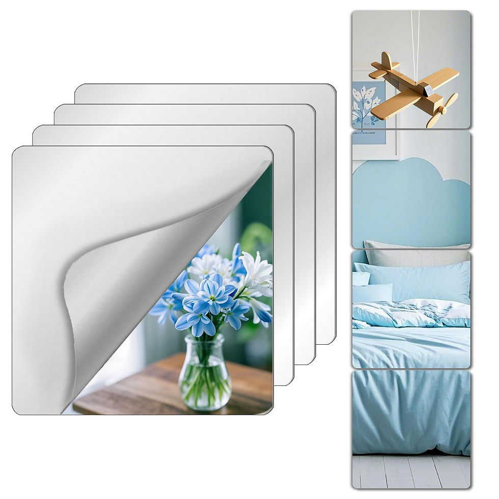 Shatterproof Acrylic Mirror Tiles – 4-Pack Wall Stickers for Kids, Home Gym